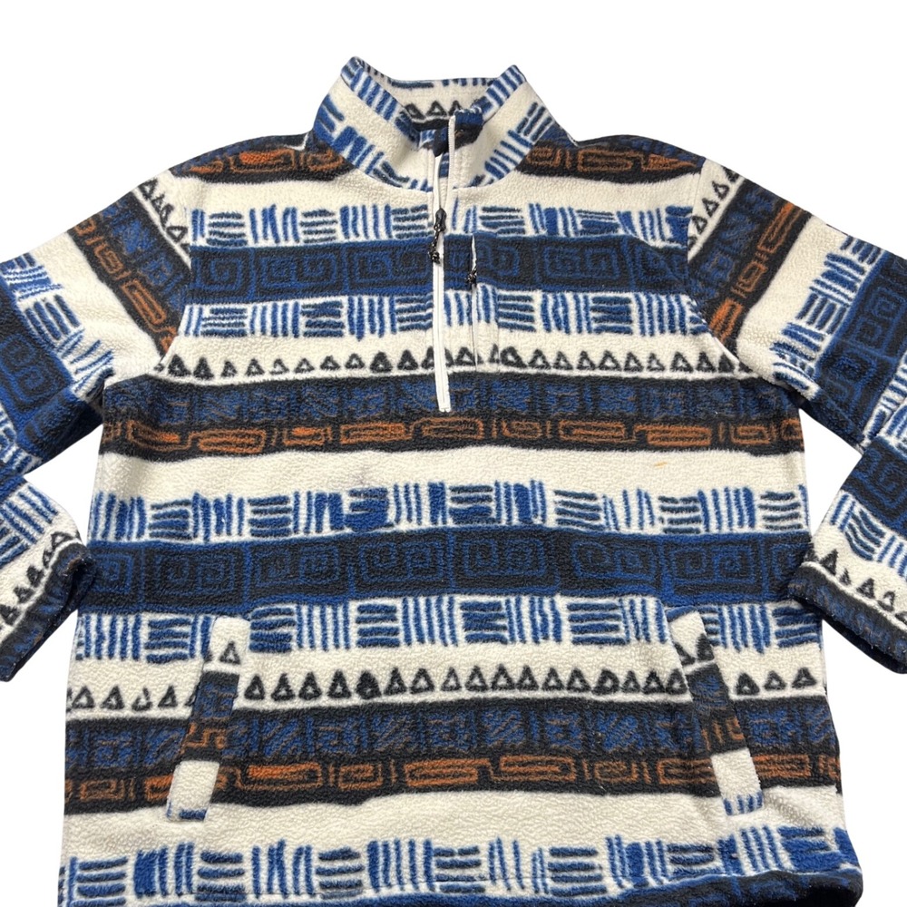 Billabong Adventure Division Fleece Pullover Mens XL Blue Tribal Half Zip Jacket